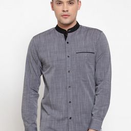 Purple State Men Grey Slim Fit Casual Cotton Shirt-image-83