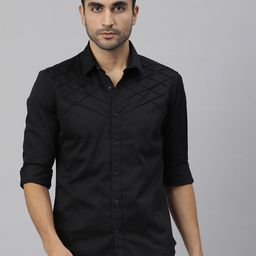 RARE RABBIT Men Hero Black Slim Fit Shirt-image-64