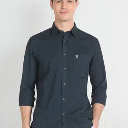 U.S. Polo Assn. Denim Co. Spread Collar Pure Cotton Slim Fit  Casual Shirt-image-70