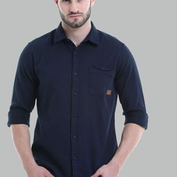 HERE&NOW Men Navy Blue Slim Fit Casual Shirt-image-52