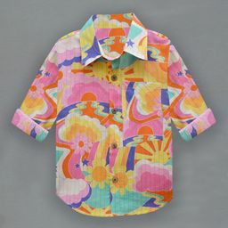 A T U N Boys Yellow Classic Floral Printed Casual Shirt-image-41