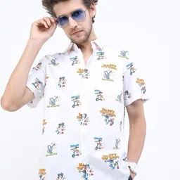 KETCH Men White Slim Fit Printed Casual Shirt-image-41
