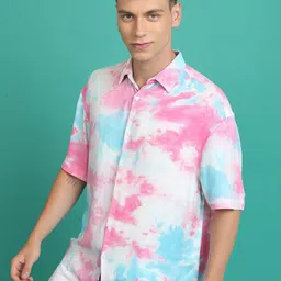 KETCH Slim Fit Tie & Dye Printed Cutaway Collar Casual Shirt-image-91
