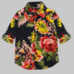 A T U N Boys Black Classic Regular Fit Floral Printed Casual Shirt-image-90