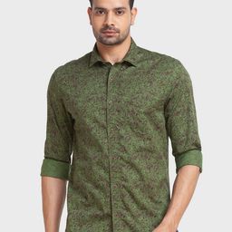 ColorPlus Men Green Tailored Fit Floral Printed Casual Shirt-image-79