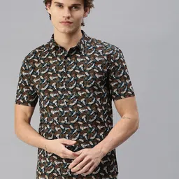 SHOWOFF Men Black Premium Slim Fit Floral Printed Casual Shirt-image-87