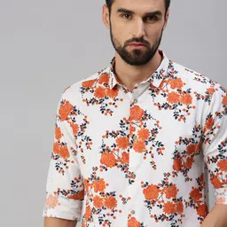 SHOWOFF Men White Comfort Slim Fit Floral Printed Casual Shirt-image-34