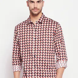CAMLA Geometric Printed Cotton Casual Shirt-image-61