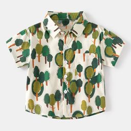 StyleCast Boys Short Sleeves Spread Collar Cotton Opaque Printed Casual Shirt-image-83