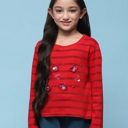 Biba Girls Striped Embellished Long Sleeves Cotton T-shirt-image-70