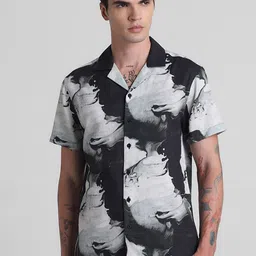 Jack & Jones Abstract Printed Cuban Collar Pure Cotton Casual Shirt-image-13