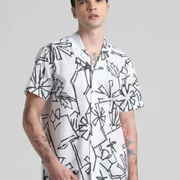 Jack & Jones Abstract Printed Cuban Collar Pure Cotton Casual Shirt-image-8