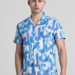 Jack & Jones Abstract Printed Cuban Collar Pure Cotton Casual Shirt-image-12
