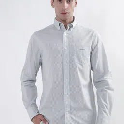 GANT Micro Ditsy Printed Button Down Collar Opaque Pure Cotton Casual Shirt-image-55