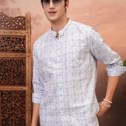 LOCOMOTIVE Premium Printed Mandarin Collar Cotton Relaxed Shirt-image-49