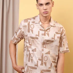 LOCOMOTIVE Premium Textured Printed Cuban Collar Oversized Shirt-image-60