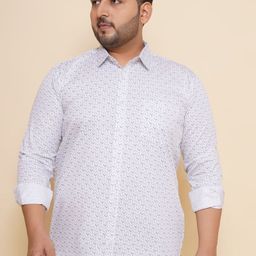 John Pride Men Spread Collar Printed Plus Size Pure Cotton Casual Shirt-54