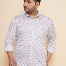 John Pride Men Spread Collar Printed Plus Size Pure Cotton Casual Shirt-57