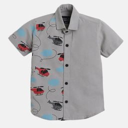 Polka Tots Boys Conversational Printed Cotton Casual Shirt-picture-38