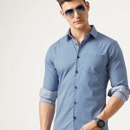 British Club Geometric Printed Classic Slim Fit Pure Cotton Casual Shirt-image-65