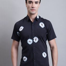Pistaa Men Black Relaxed Slim Fit Dyed Pure Cotton Casual Shirt-image-52