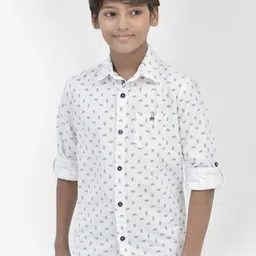 Crimsoune Club Boys Geometric Printed Slim Fit Pure Cotton Casual Shirt-image-90