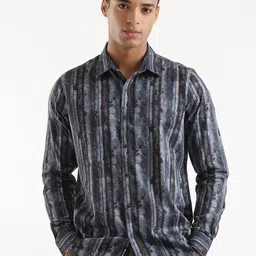 WROGN Slim Fit Abstract Printed Linen Casual Shirt-image-32