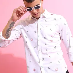 KETCH Conversational Printed Slim Fit Opaque Cotton Casual Shirt-image-14