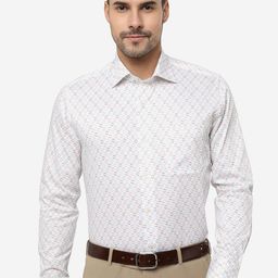 METAL Micro Ditsy Printed Spread Collar Cotton Slim Fit Formal Shirt-image-82