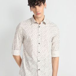 Flying Machine Micro Ditsy Printed Pure Cotton Slim Fit Casual Shirt-image-36