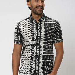 Mufti Slim Fit Abstract Printed Pure Cotton Casual Shirt-picture-28