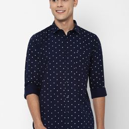 Allen Solly Men Navy Blue Slim Fit Opaque Printed Casual Shirt-image-72
