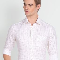 Arrow Micro Ditsy Printed Spread Collar Pure Cotton Slim Fit Casual Shirt-image-26