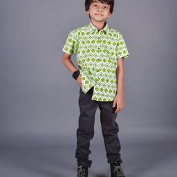 misbis Boys Relaxed Regular Fit Ethnic Motifs Printed Pure Cotton Casual Shirt-image-85