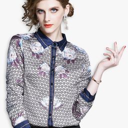 JC Collection Women Navy Blue & Grey Floral Printed Casual Shirt-image-78
