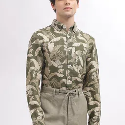 GANT Floral Printed Button Down Collar Full Sleeves Linen Casual Shirt-image-2