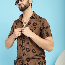 Indian Needle Classic Floral Printed Spread Collar Casual Shirt-image-87
