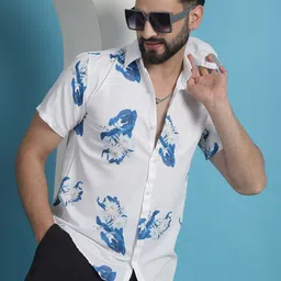 Indian Needle Classic Floral Printed Opaque Cotton Casual Shirt-image-51