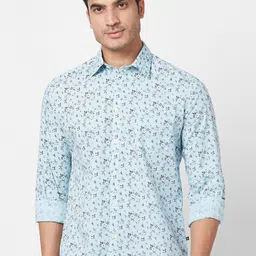 Parx Slim Fit Floral Printed Spread Collar Cotton Casual Shirt-image-12