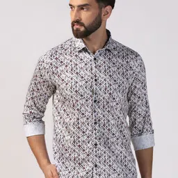 Blackberrys Men India Slim Fit Spread Collar Abstract Printed Cotton Casual Shirt-image-4