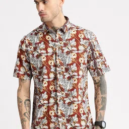 SHOWOFF Smart Slim Fit Floral Opaque Printed Cotton Casual Shirt-image-43
