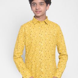 Crimsoune Club Boys Conversational Printed Spread Collar Cotton Casual Shirt-image-38