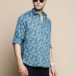 INVICTUS Club Slim Fit Floral Printed Spread Collar Cotton Shirt-image-47