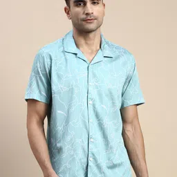 INVICTUS Club Cuban Collar Abstract printed Slim Fit Opaque Casual Cotton Shirt-image-66