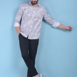 Crimsoune Club Classic Slim Fit Floral Ethnic Printed Pure Cotton Casual Shirt-picture-15