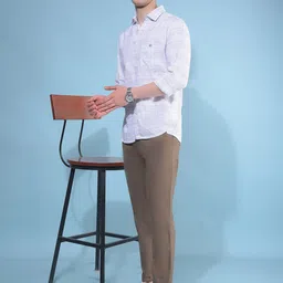 Crimsoune Club Classic Floral Printed Spread Collar Slim Fit Cotton Casual Shirt-image-85