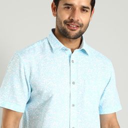 Indian Terrain Classic Spread Collar Slim Fit Floral Printed Cotton Casual Shirt-picture-3