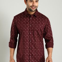 Indian Terrain Classic Slim Fit Floral Printed Cotton Casual Shirt-picture-33
