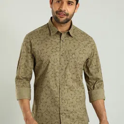 Indian Terrain Spread Collar Long Sleeves Classic Slim Fit Floral Printed Casual Shirt-picture-19