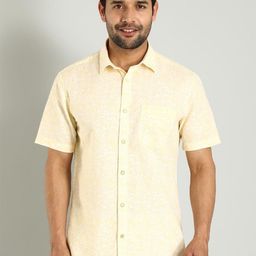 Indian Terrain Slim Fit Floral Printed Spread Collar Short Sleeves Cotton Casual Shirt-picture-4